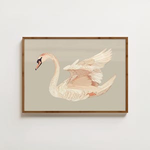 Minimal Swan Print Boho Swan Painting Farmhouse Room Decor Swan Wall Art Neutral Wall Art Swan Drawing Nursery Wall Prints Birds Wall Art