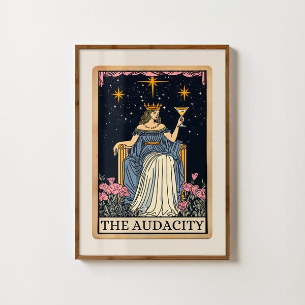 „Audacity“-Tarotkarten-Druck, lustige Tarotkarten-Wandkunst, Hexen-Drucke, witzige feministische Kunst, Deko fürs Studentenwohnheim, feministische Drucke, witziges Zitat-Poster