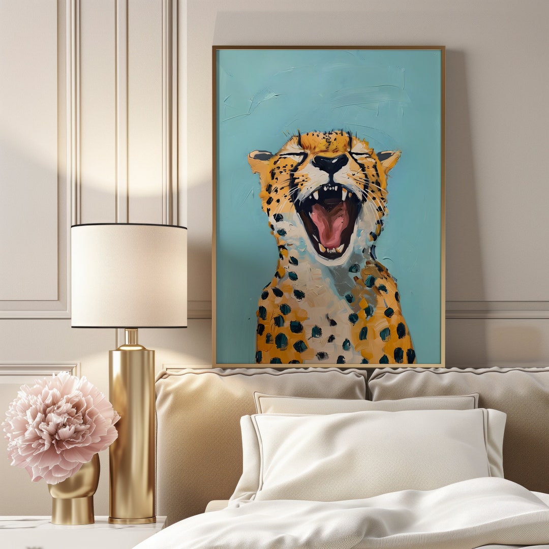 Blue Cheetah Print Eclectic Cheetah Wall Art Preppy Leopard Poster ...