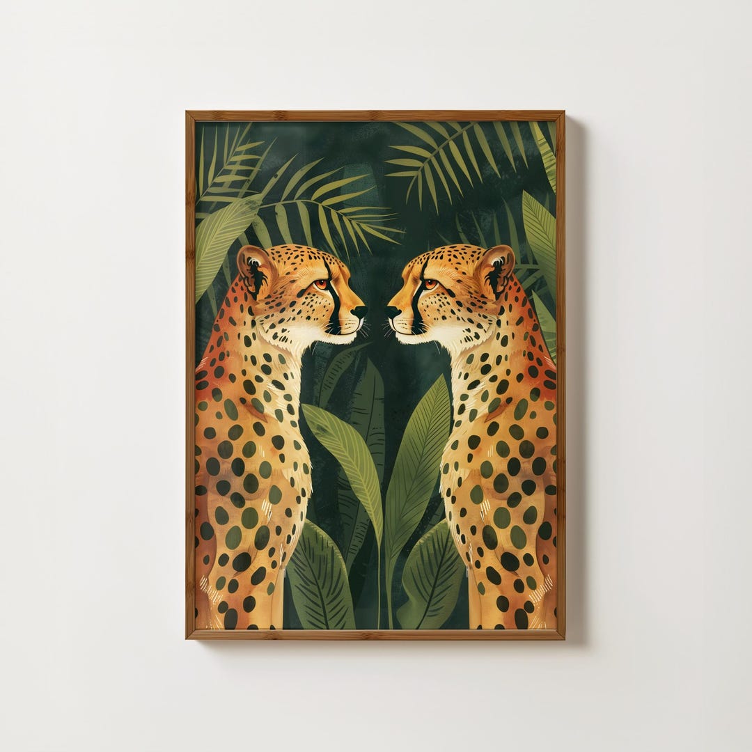 Cheetah Jungle Print Eclectic Cheetah Wall Art Preppy Leopard Poster ...