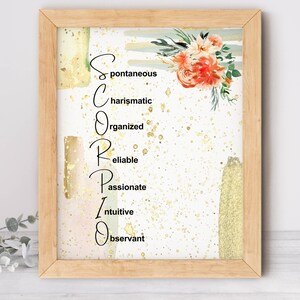 Scorpio Zodiac Instant Digital Download Wall Art Print, Astrology Decor Gift for Her
