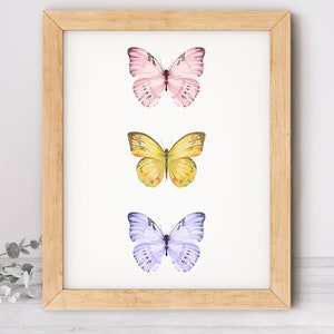 Butterfly Nursery Art, Girls Nursery Wall Decor, Girls Bedroom Decor, Butterfly Poster Print, Digital Download, Watercolor Butterflies