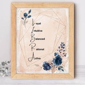 Libra Zodiac Print Instant Digital Download, Trendy Motivational Wall Art, Astrology Home Decor gift for her