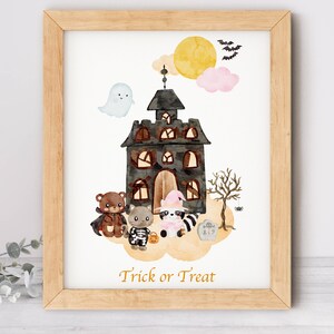 Cute and Spooky| Halloween Print for Kids| Haunted House| Trick or Treat| Digital Download| Play Room Nursery Poster