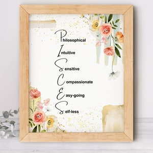 Pisces Zodiac Printable Instant Download, Astrology Home Decor gift for her, Motivational Wall Art