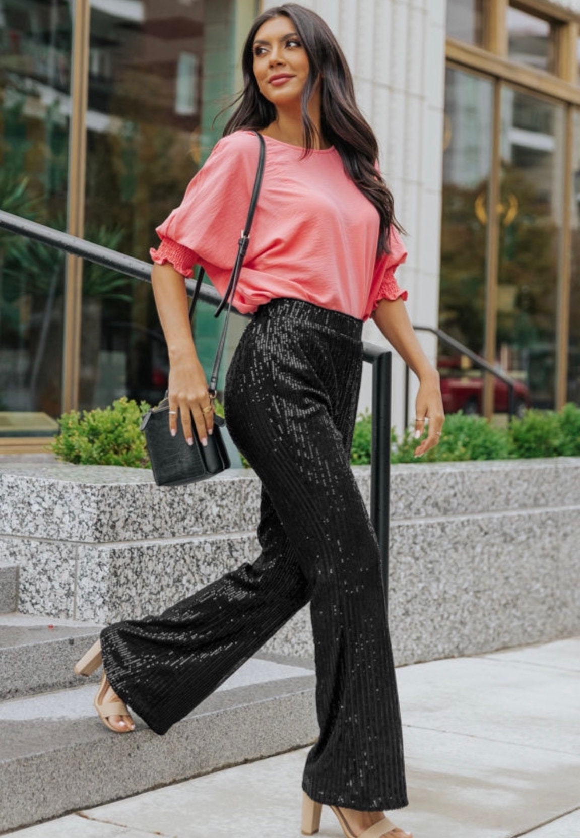 Black Sequin Pants - Etsy