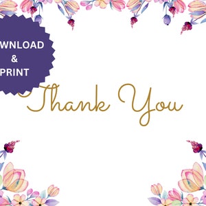 Cartão de agradecimento caprichoso para impressão / Download instantâneo PDF JPG / Modelo de cartão / Vegetação / Botânico / Floral / Cartão de agradecimento de casamento