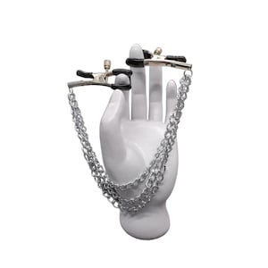 Nipple Clamps Black Sleeves Silver Chains