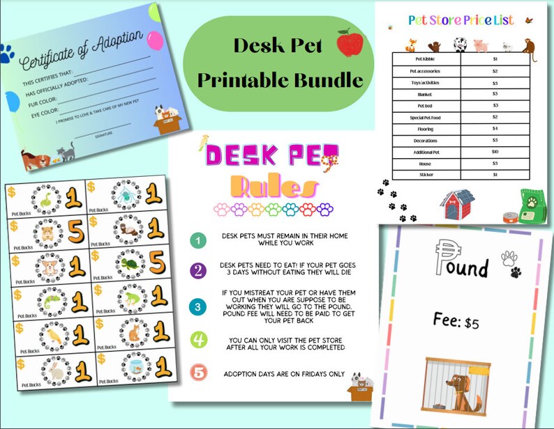 Desk Pet Bundle Starter Kit Printable Desk Pets Desk Pet Printable Teacher Classroom Mini