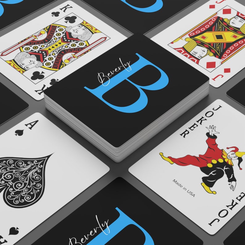 Choose Your Color Custom Playing Cards Personalized Initial Etsy