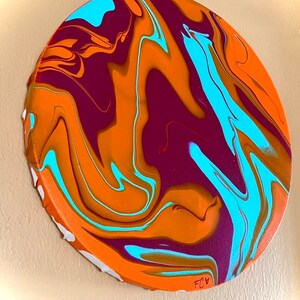 Fluid Art Pour Orange Painting, step step painting, artwork handmade  paintings gift ideas Vibrant Canvas, prints artwork original paintings