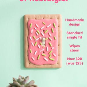 Toaster Pastry Light Switch Plate Cover | Cute Sprinkles Light Switch Cover | Novelty Pastel Room Decor | Fun Kitsch Kitchen Decor | Single