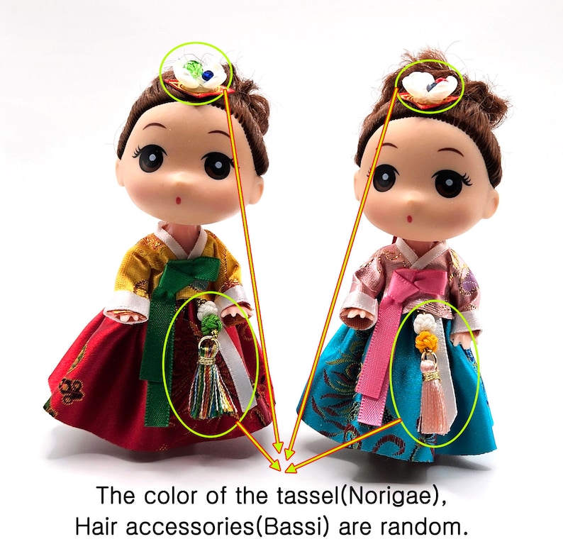 It is a doll wearing "Hanbok," a traditional Korean clothing.
It's small, so use it as a decoration for a key ring or bagCharm