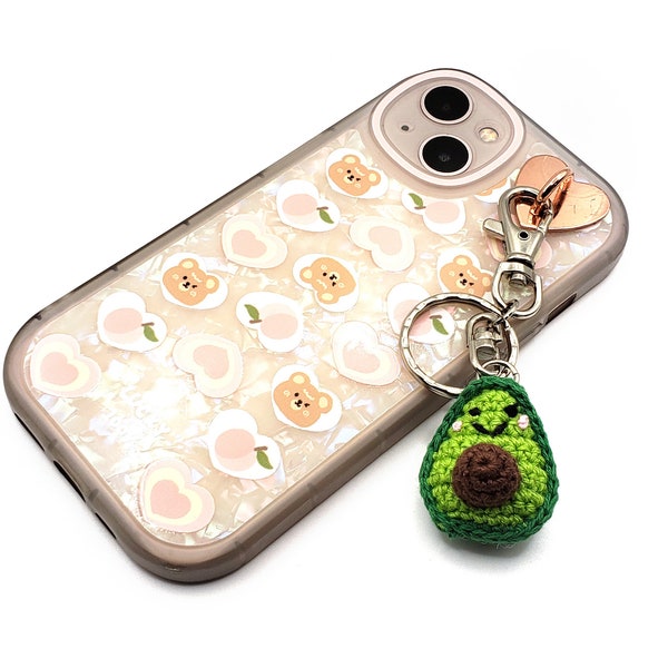 kawaii Phone case Bag charms -Avocado Key chain plush Crochet -  Key ring Gift- Leevelybows