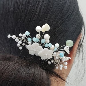 Bridal Hair Comb Wedding dress hair Accessory mother of pearl - Koren Traditional Dress Hair pin