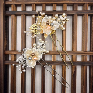 Hair Accessory for Hanbok Dress up style-Bridal Hair Piece-Pearl Wedding Hair clip-Hair Comb for Wedding- Hairpin bun-한복 뒤꽂이 비녀