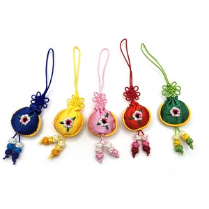 5 z Mini Lucky Pouch brelok z zawieszką PREZENT Koreańska tradycyjna ozdoba świąteczna Hanbok na Nowy Rok