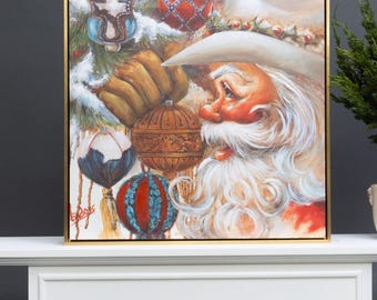 Christmas Canvas Wall Art - Christmas Canvas Wall Art Rhinestone Santa Canvas Art 24"x24" Painting | Holiday Art Décor
