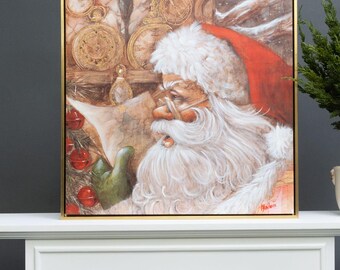 Christmas Canvas Wall Art - Seasonal Christmas Decor Timeless Santa Canvas Art 24"x24" Painting | Holiday Art Decor