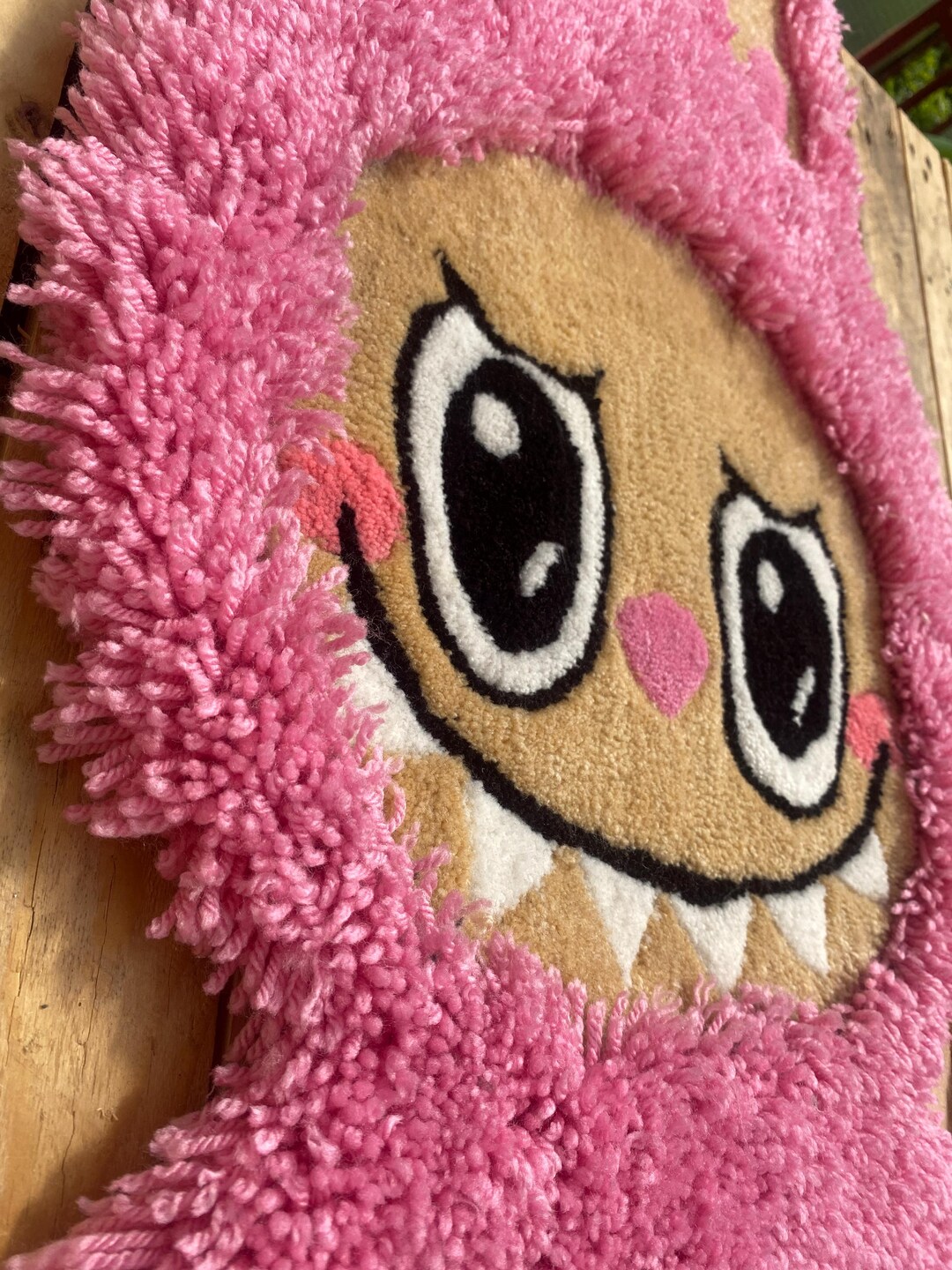 Small Labubu Rug XL Hand-tufted Pink Labubu Rug: Kawaii Cartoon Art + Heart Gift - Etsy