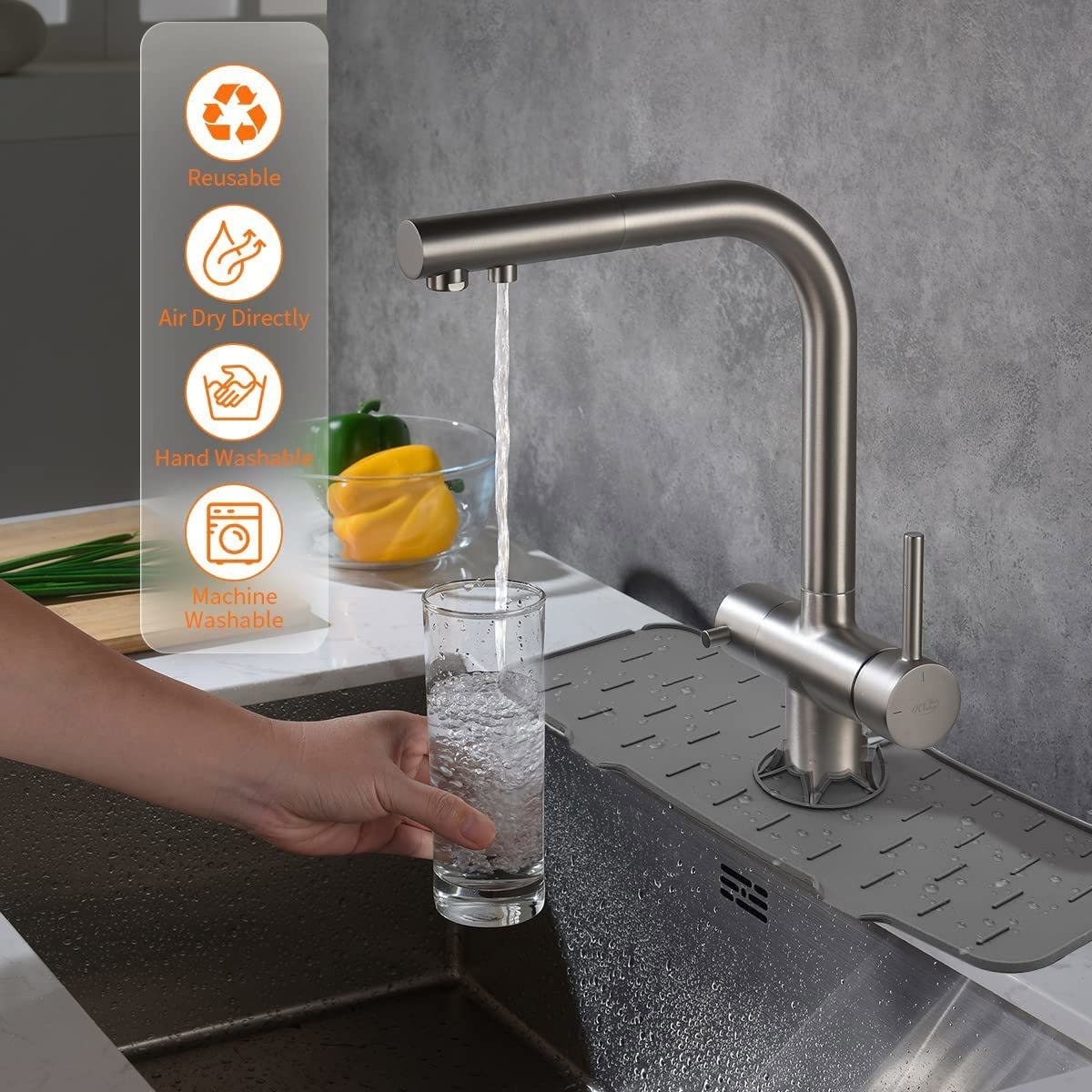 2Pcs Fantasy Style Faucet Draining Mat, Self Absorbent Draining Mat for  Kitchen Counter, Soft Diatom Mud Non-Slip Drain Pad Quick Dry Mat, Faucet