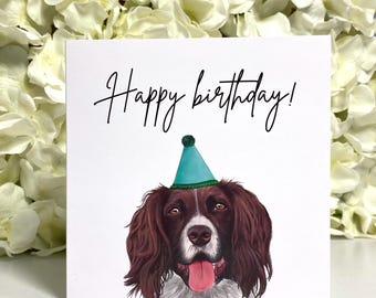 Verjaardagskaart voor een Springer Spaniel, cadeau voor hondenliefhebbers