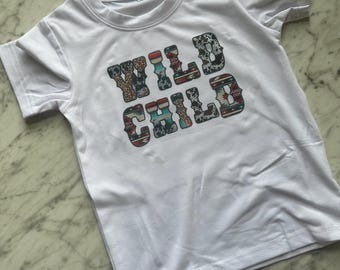Wild Child Western Kids T-Shirt – Punchy Country Toddler Shirt – Rodeo Baby Outfit – Cowgirl Cowboy Kids Graphic Tee