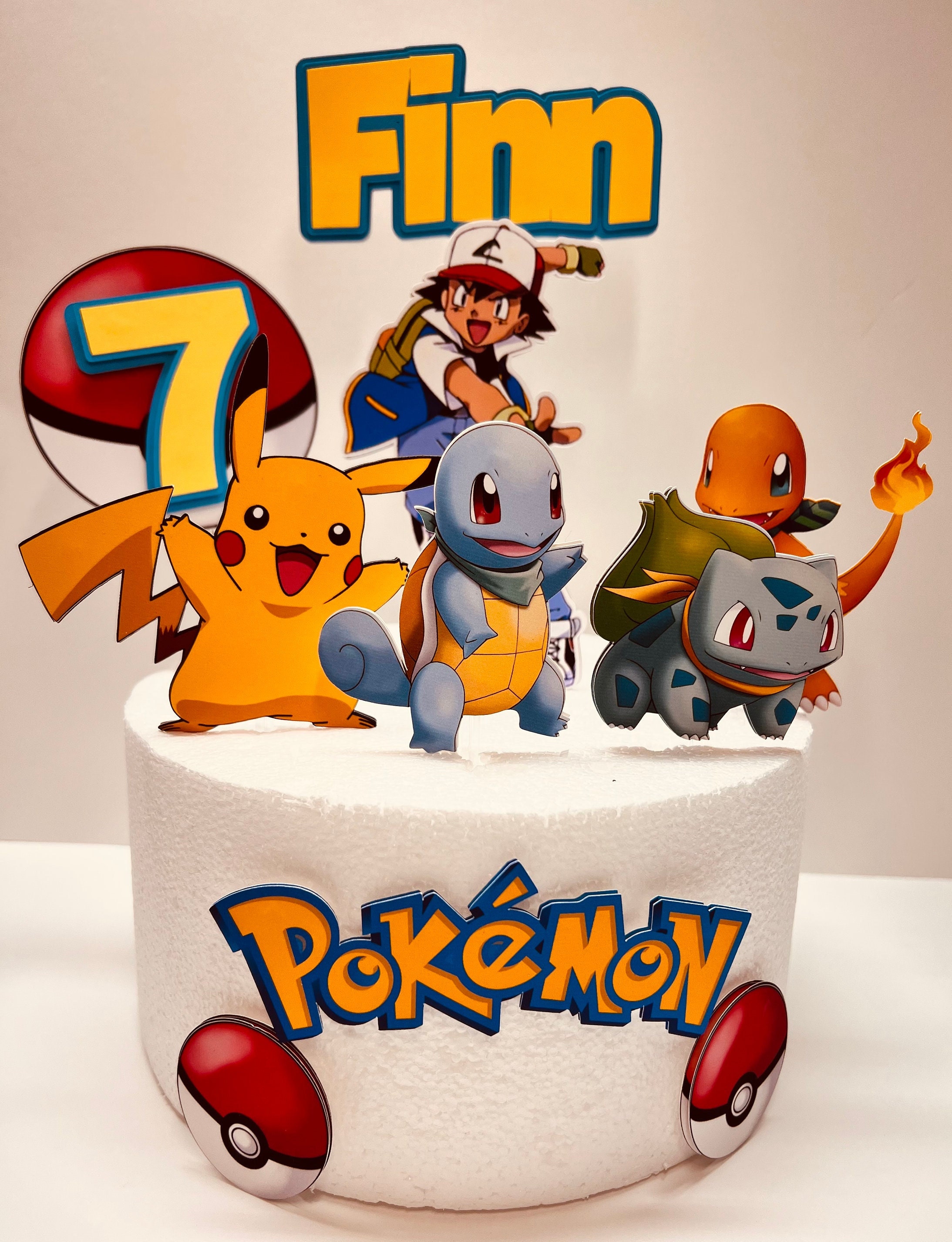 Pokemon Unofficial Personalised Birthday Cake Topper Handmade 