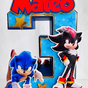 Sonic 3D 7-Zoll-Buchstaben oder -Zahlen | Sonic-Partydekorationen | Sonic Geburtstag | Sonic und Shadow, Sonic 2