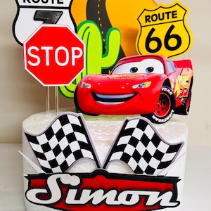 Disney cars cake topper, Maqueen theme, Cars party, center pieces