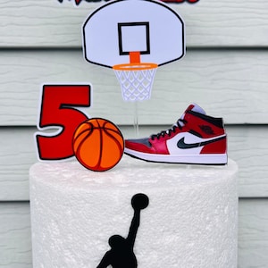 Topper de pastel de baloncesto, tema de pelota de zapatillas, decoración de zapatillas, tema de baloncesto