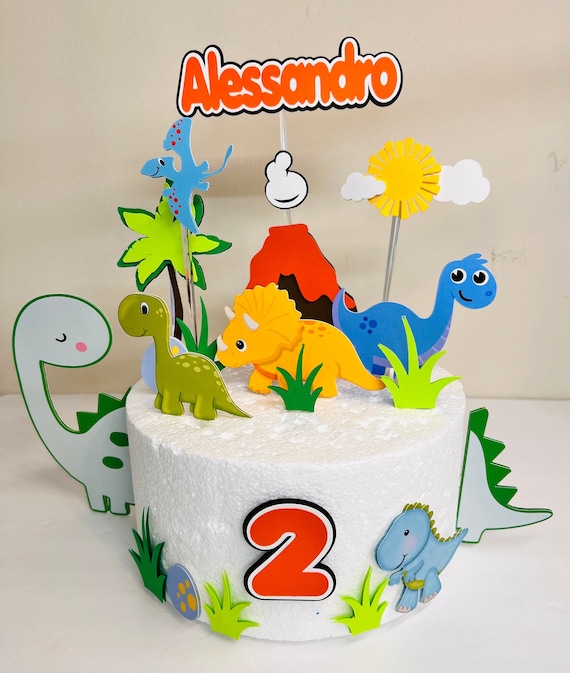 Decorazioni Torta Dinosauri - Set 7 Pezzi Per Feste Compleanno Bambini - Foto 8