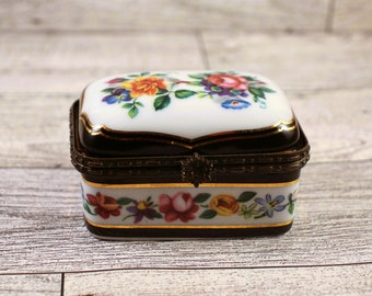 Imperial Porcelain Trinket Box with Painted Flowers