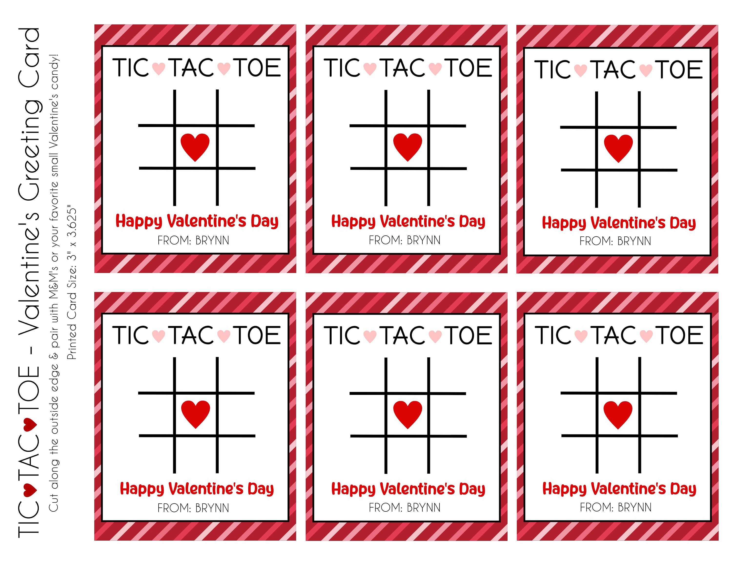 Kids Tic Tac Toe Valentines Day Card, School Valentine, Valentines for Kids,  Game Valentine for Kids, Valentine Candy Favor 