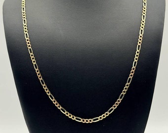 Jewelry 14k solid three tone gold figaro chain necklace 13.2 grams