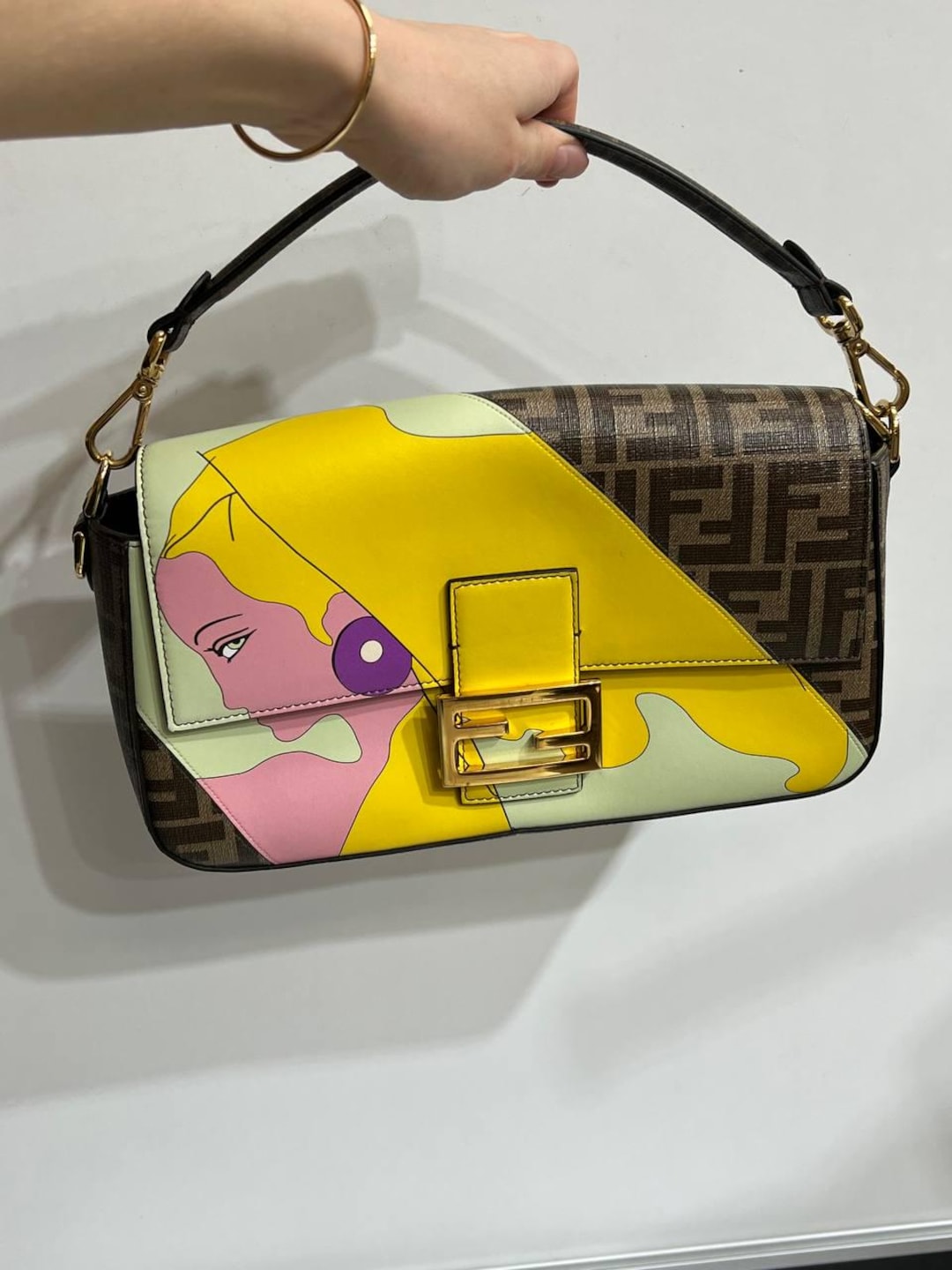 Fendi Antonio Lopez Baguette NM Bag Zucca Coated Canvas With