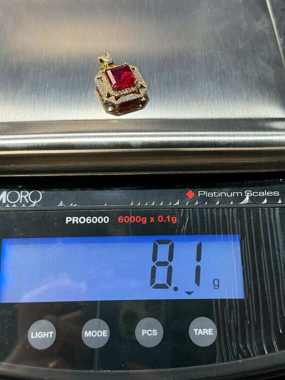 10k solid Yellow gold emerald cut 8CT Ruby CZ sto… - image 9