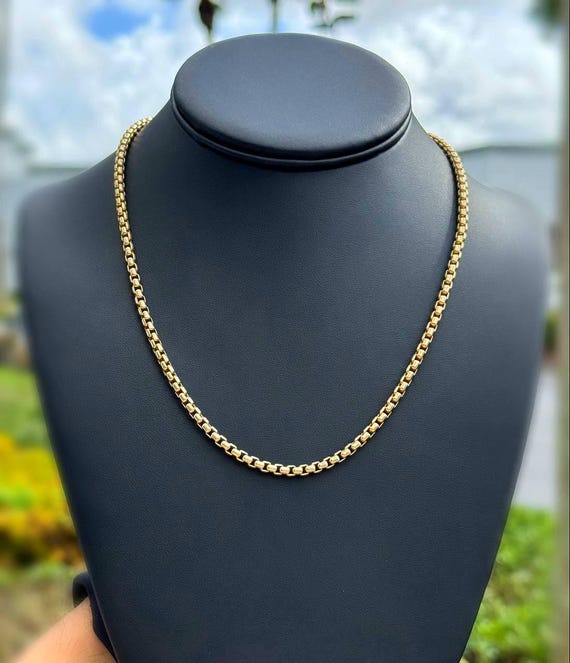Jewelry 14k Solid Yellow Gold Round Box Chain Necklace 18” 12.4