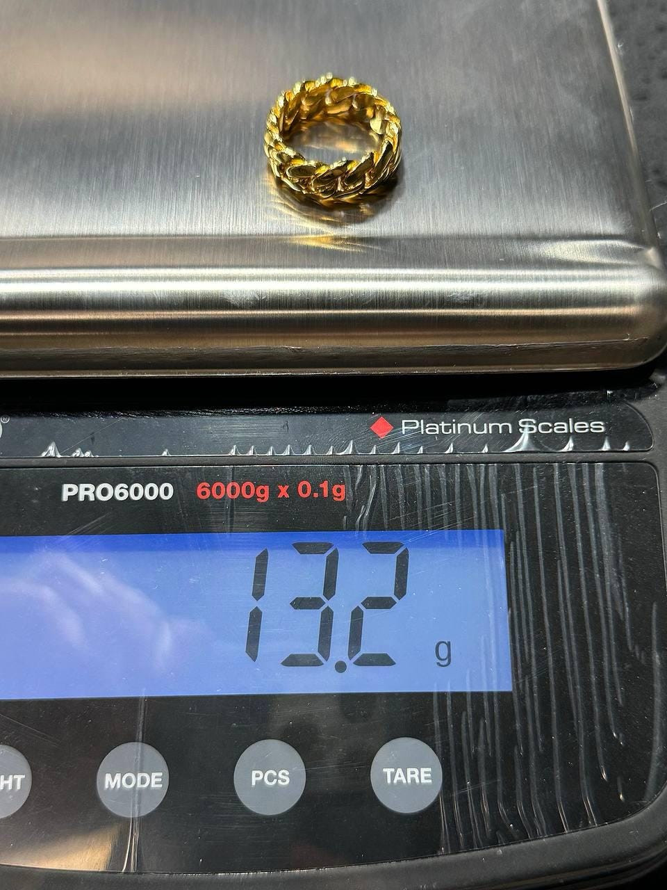 Anello Uomo Oro Massiccio 14kt Giallo &ndash; Cubano San Giuda Taddeo, Misura 10.5, Made In Italy