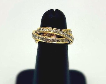 Jewelry 18k solid yellow gold 2.2 CTW Diamond estate trinity rolling ring size 4.5