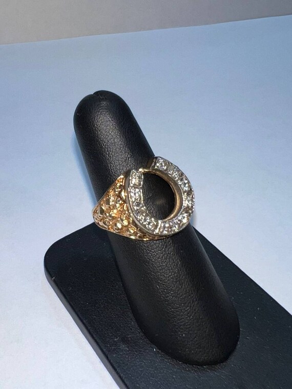 14k gold fashion horseshoe diamond ring - image 5