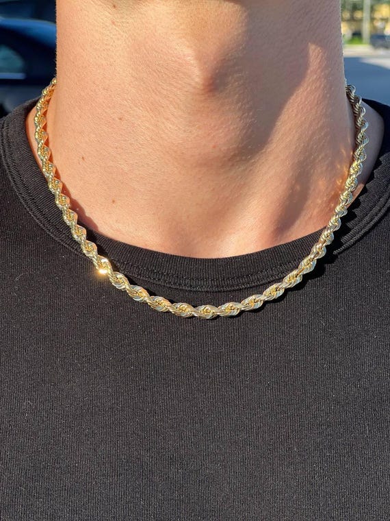 10k Yellow Gold Solid Rope Chain 19 Inches Necklace - Etsy