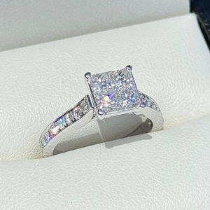 14k white gold princess cut 2 CTW diamond engagement ring size 6