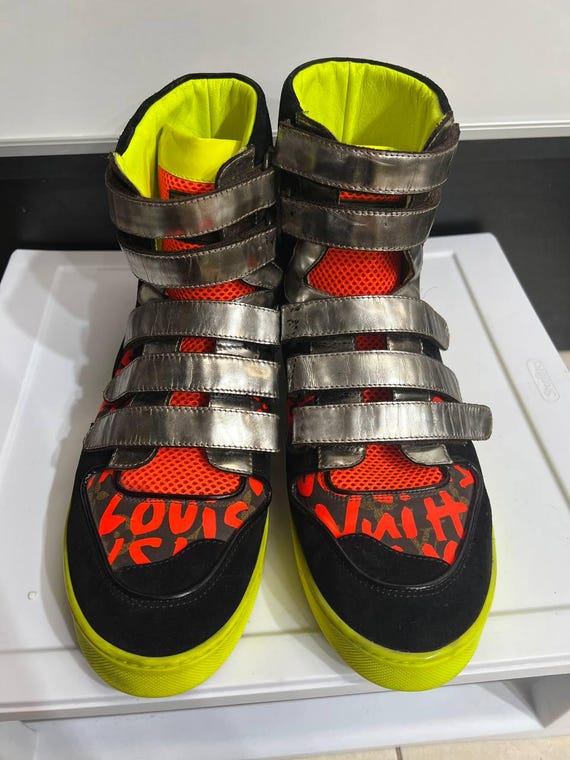 LOUIS VUITTON Stephen Spouse Graffiti Orange High-top Sneakers US