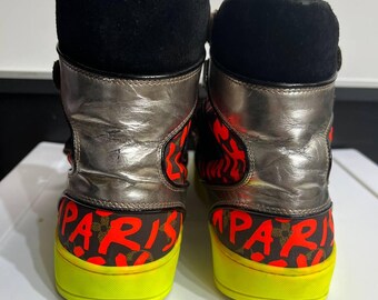 LOUIS VUITTON Stephen Spouse Graffiti Orange High-top Sneakers US