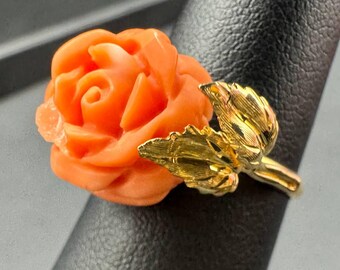 18k yellow gold rose stone ring size 6.5