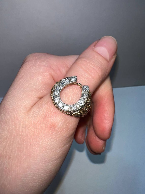 14k gold fashion horseshoe diamond ring - image 4