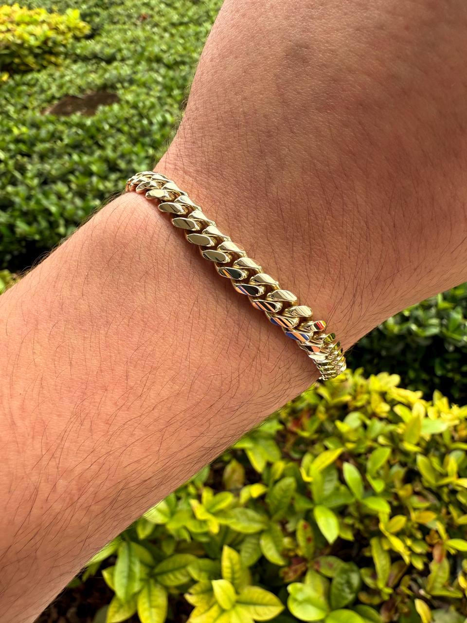 Elegante Bracciale Da Uomo In Oro Giallo 18 Carati Da 20 Cm Di Lunghezza E 8 Mm Di Larghezza, Modello Cubano, Con Chiusura A Scatola, 14,35 G Di Oro 18 Carati, Oro - Foto 8