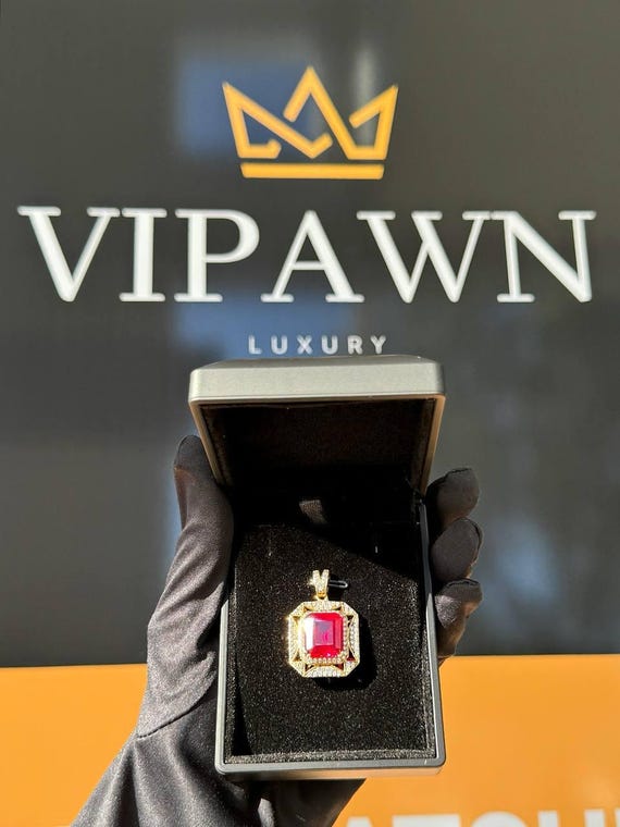 10k solid Yellow gold emerald cut 8CT Ruby CZ sto… - image 8