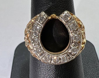 14k gold fashion horseshoe diamond ring